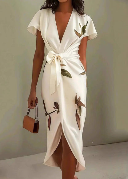 Élancia | Robe portefeuille florale à col V