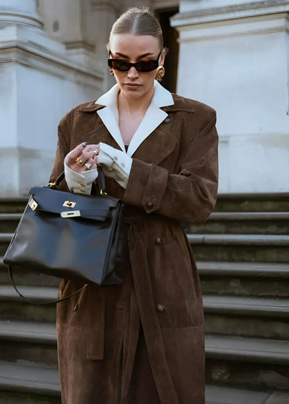 Trench long en suédine