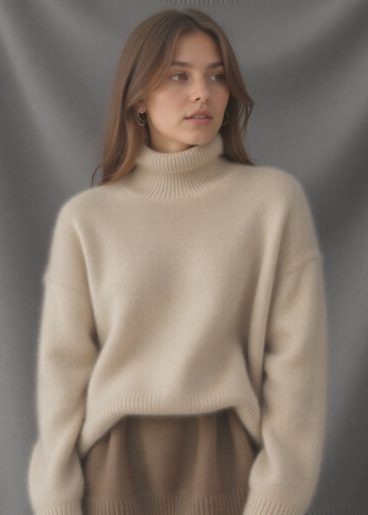 Pull Col Roulé Oversize en Cachemire